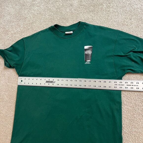 Vintage Joseph Sheffield Beer Society  XL Men Shirt Green‎ Single Stitch - Picture 10 of 13